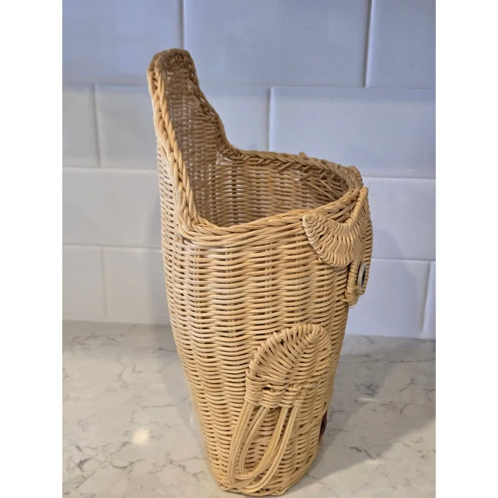 Unbranded Owl Wicker Wall Basket Tan Excellent Boho Rattan Hanging Pocket Decor - Picture 5 of 14